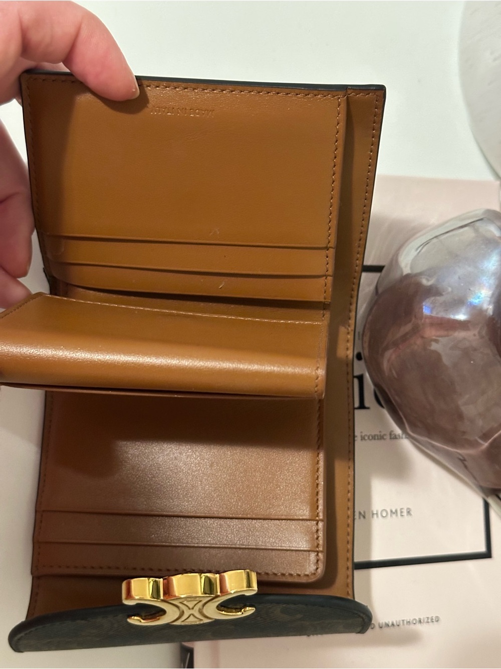 Celine Triomphe Small Wallet in Black and Brown with Gold Hardware - Picture 7 of 7